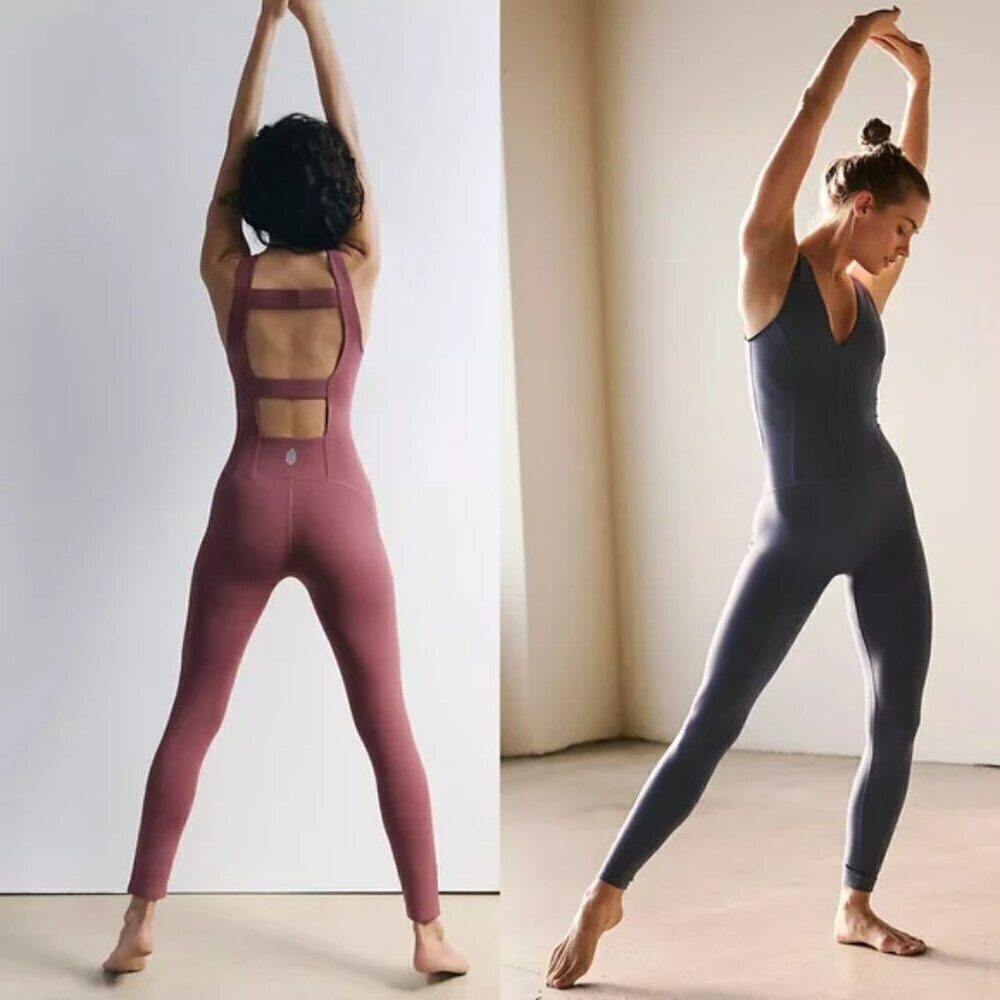 New Free People Movement Never Better One-Piece Berry Magenta Dance Suit Runsie - Picture 7 of 10